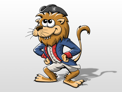 Cartoon Maskottchen Löwe, Entwurf.