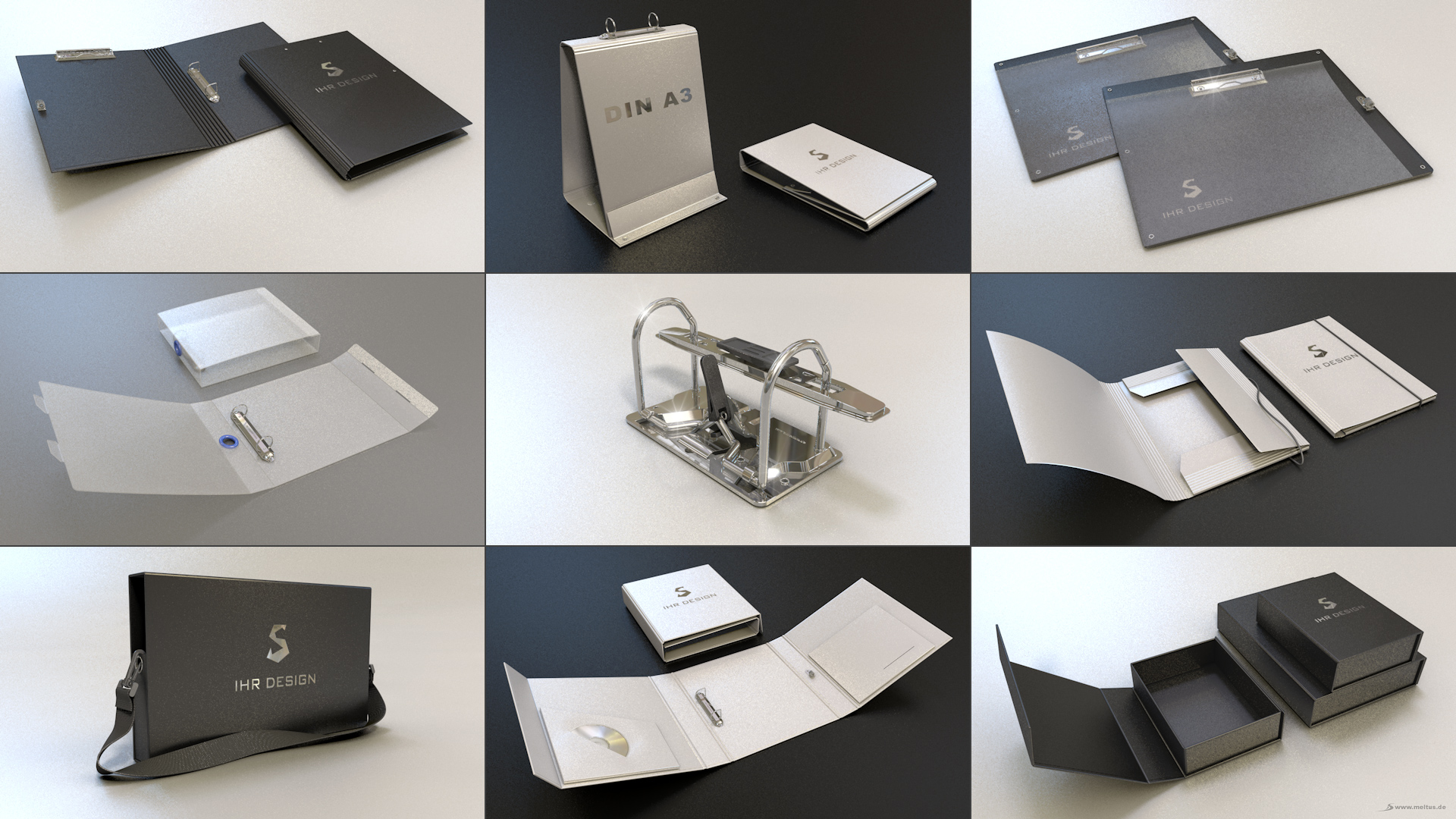 3D Produktvisualisierung: Klappschachtel - 3D Produktvisualisierung verschiedener Verpackungen und Officeprodukten wie Ringordner für die Schlender GmbH & Co. KG.