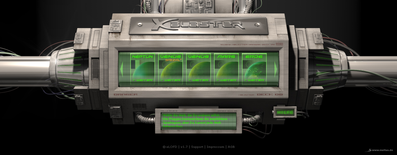 3D: XBlaster Interface - Interface aus dem Spiel XBlaster. XBlaster war ein Massively-Multiplayer-Online-Game, welches von eLOFD entwickelt und von BigPoint herausgegeben wurde.